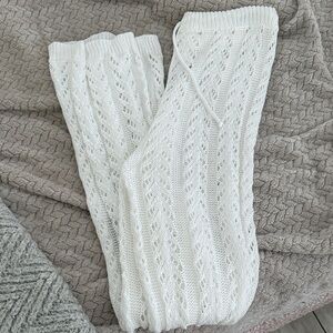 White Knit Bikini Cover Up Pants